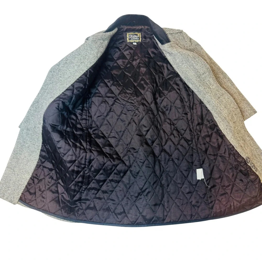 Vtg Girls 6 Fieldstone Clothes Herringbone‎ Double Breasted Wool Blend Overcoat